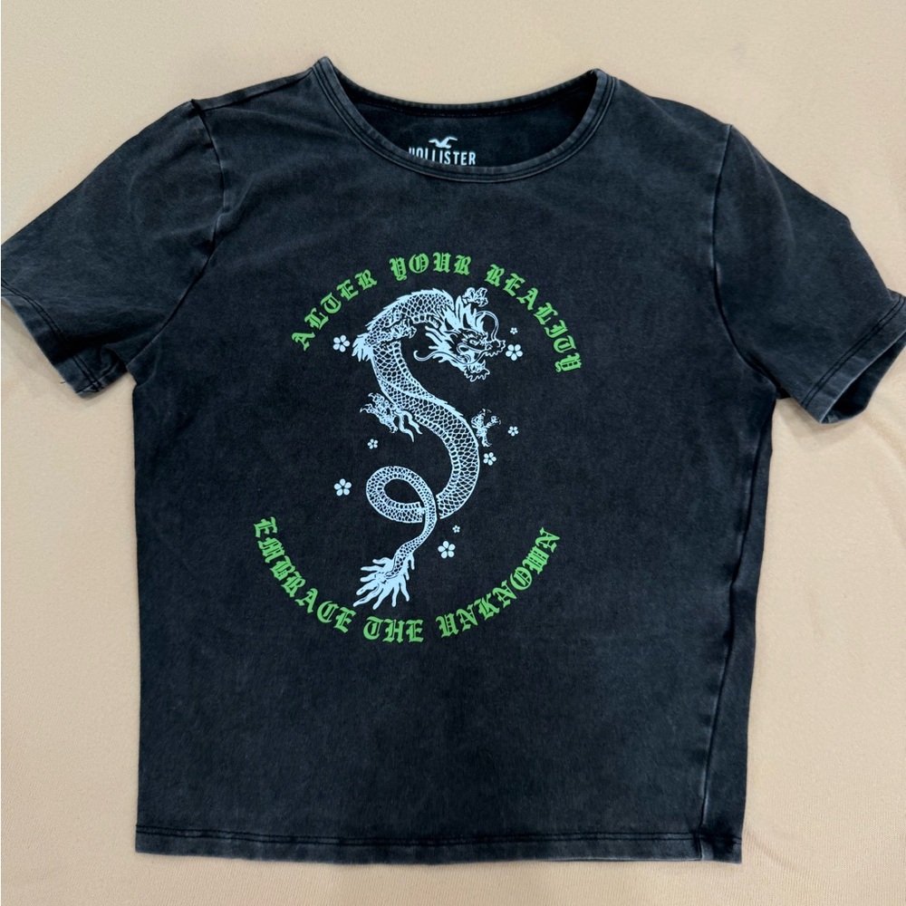 Hollister Charcoal Dragon Graphic Tee